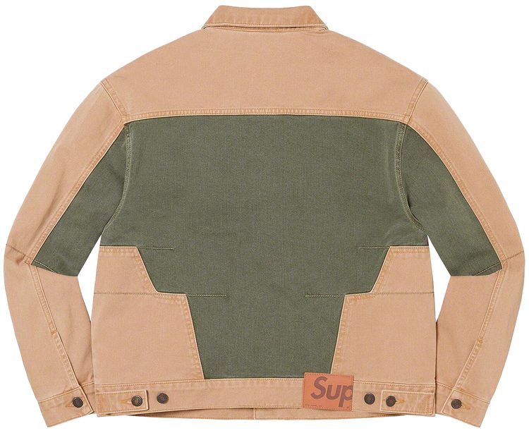 Supreme 2 Tone Paneled Denim Jacket Brown