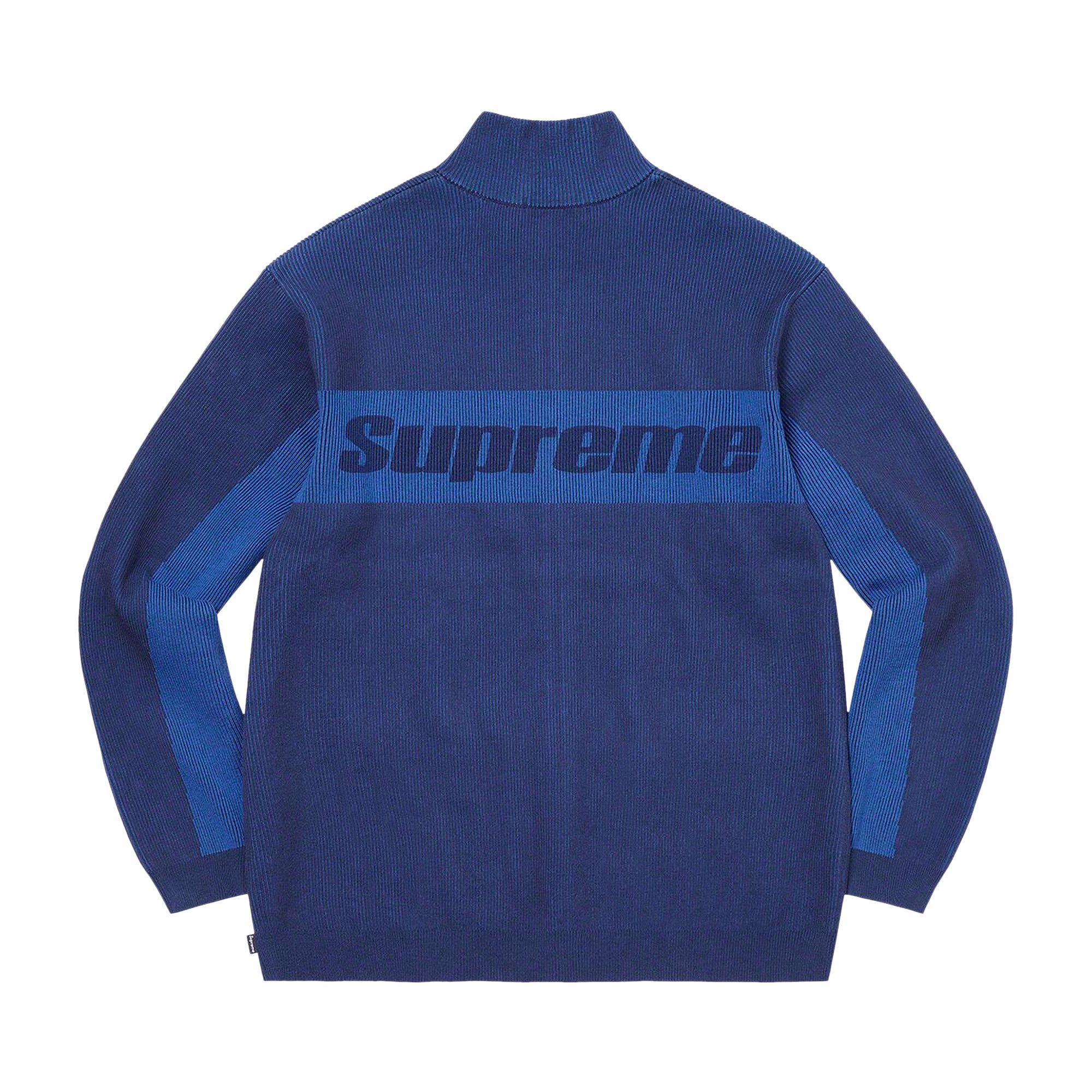 Buy Supreme 2-Tone Ribbed Zip Up Sweater 'Blue' - FW22SK39