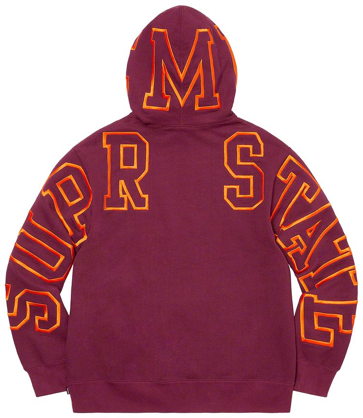 Supreme State Hooded Sweatshirt Burgundy