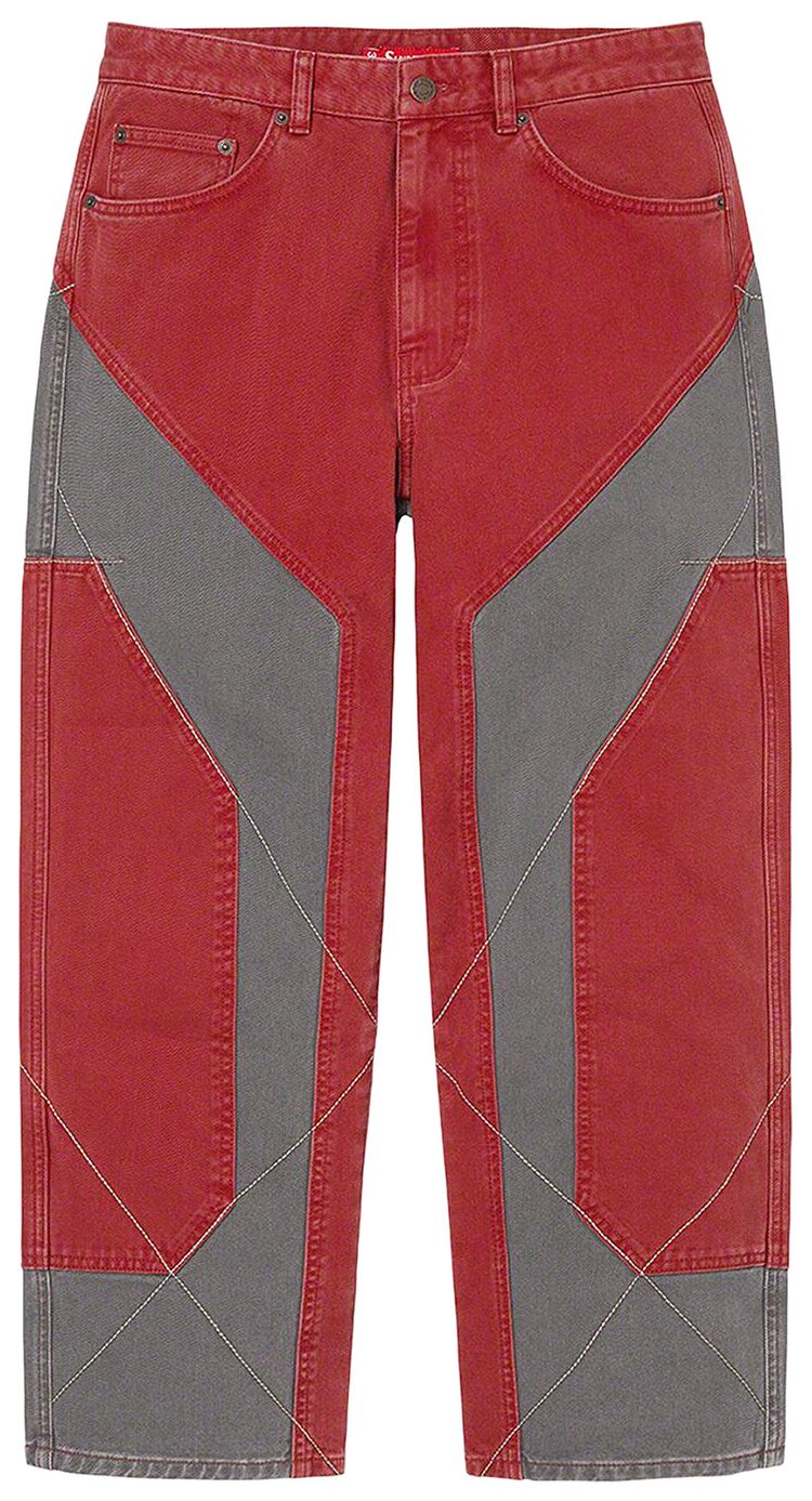 Supreme 2 Tone Paneled Jean Red