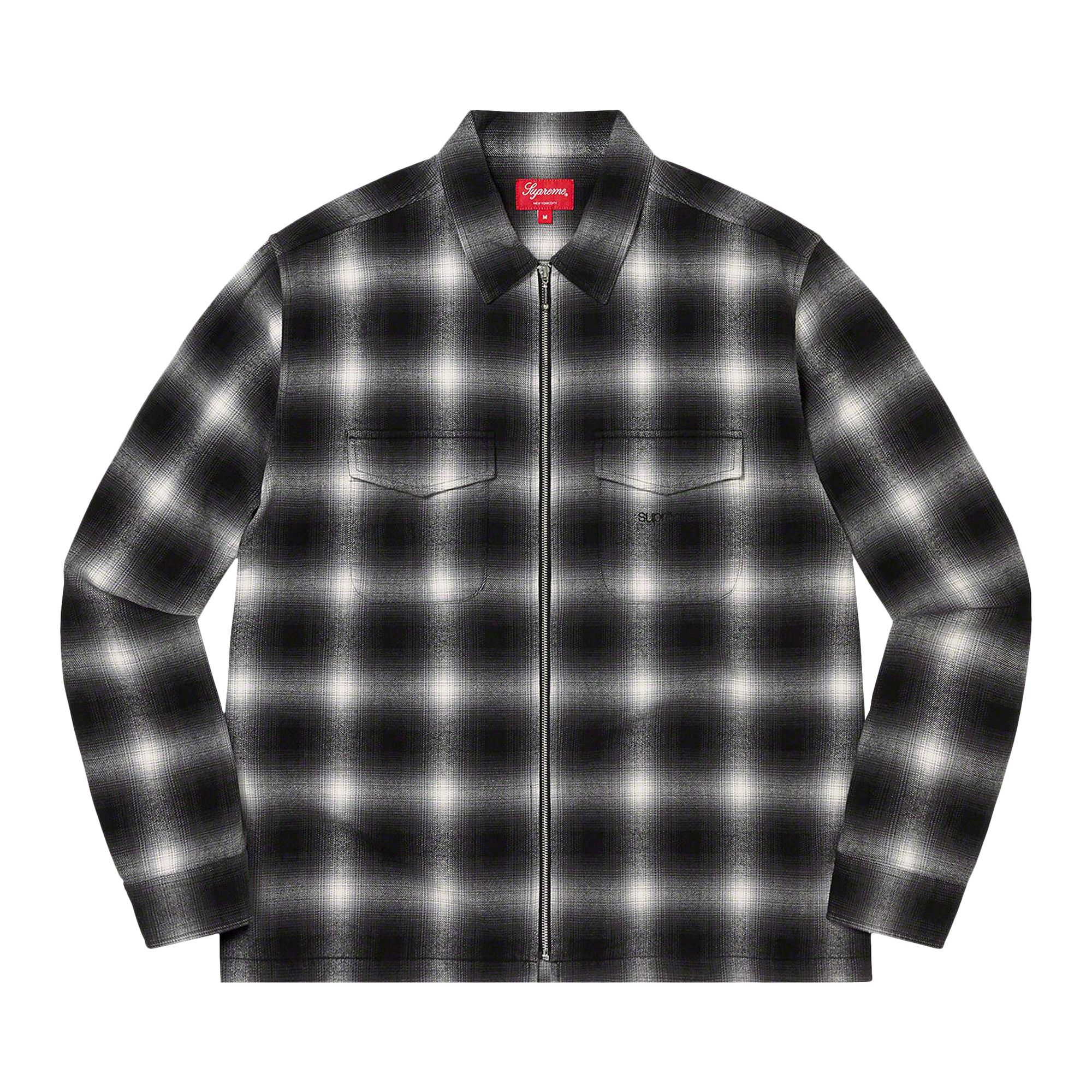 Buy Supreme Shadow Plaid Flannel Zip Up Shirt 'Black