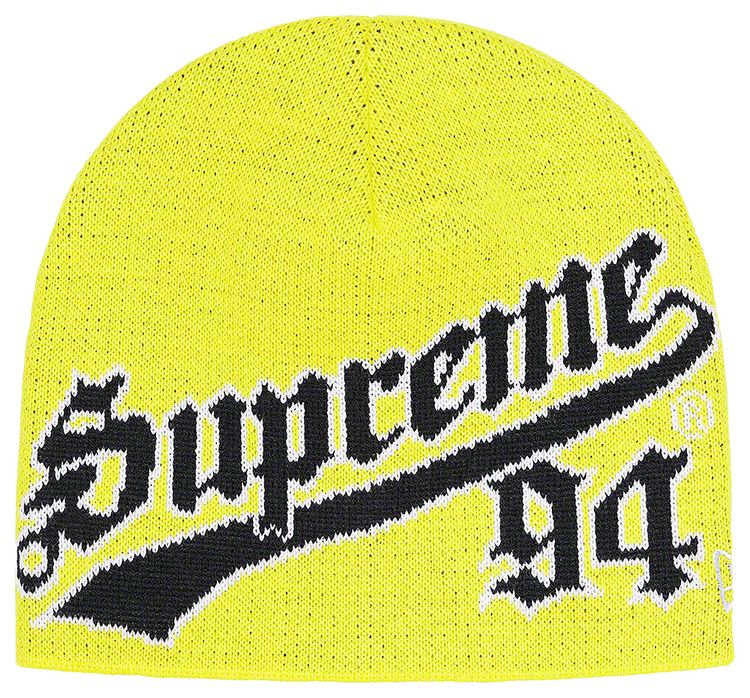 Supreme x New Era Script Beanie Yellow