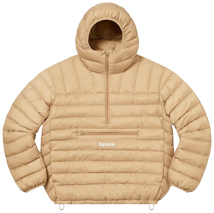 Supreme Micro Down Half Zip Hooded Pullover Tan