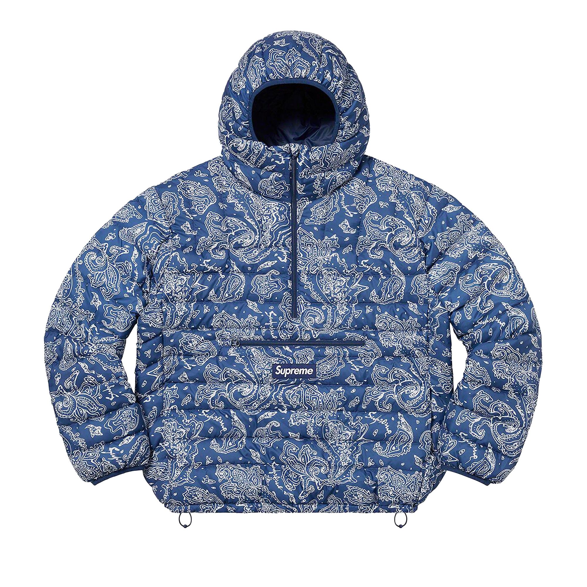 Size xxl Supreme Micro Down Half Zip Hooded Pullover Blue Paisley