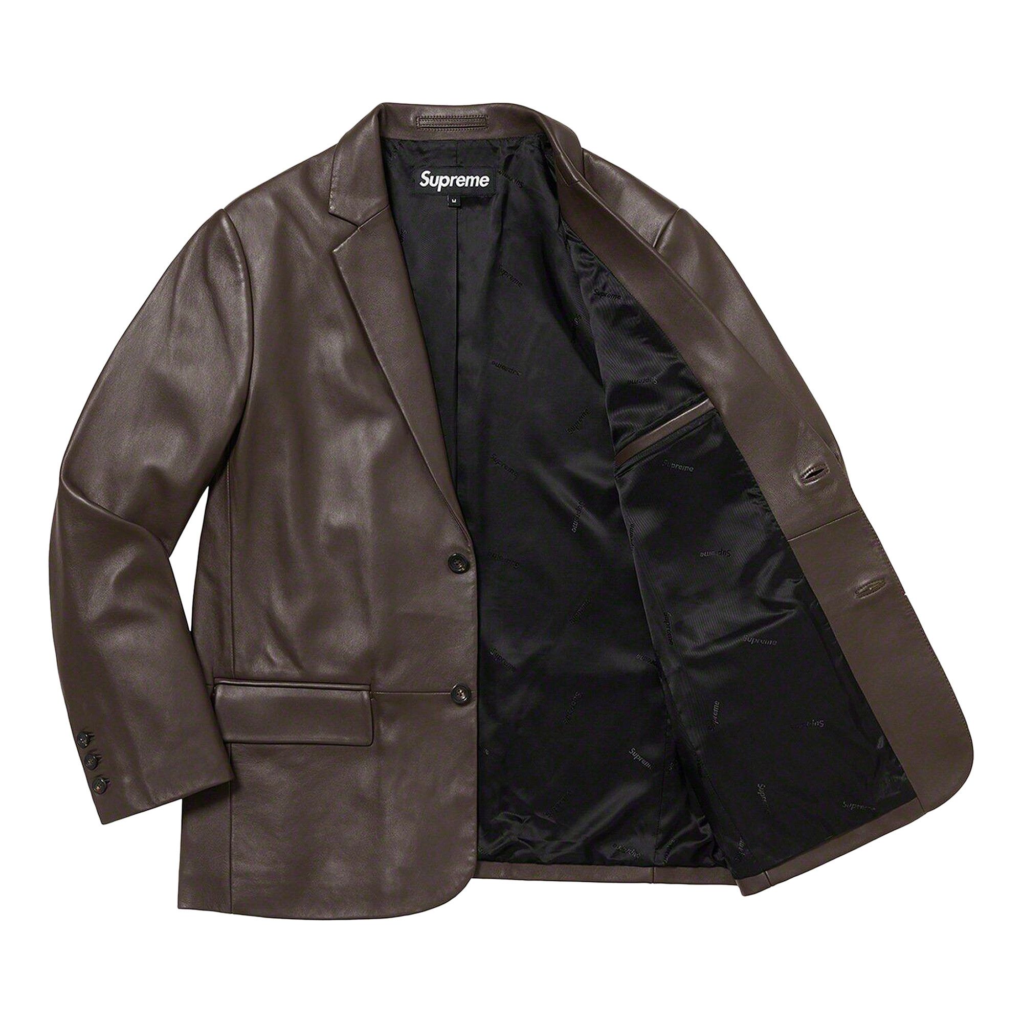 Size l Supreme Leather Blazer Brown