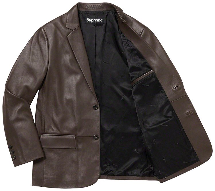 Supreme Leather Blazer Brown