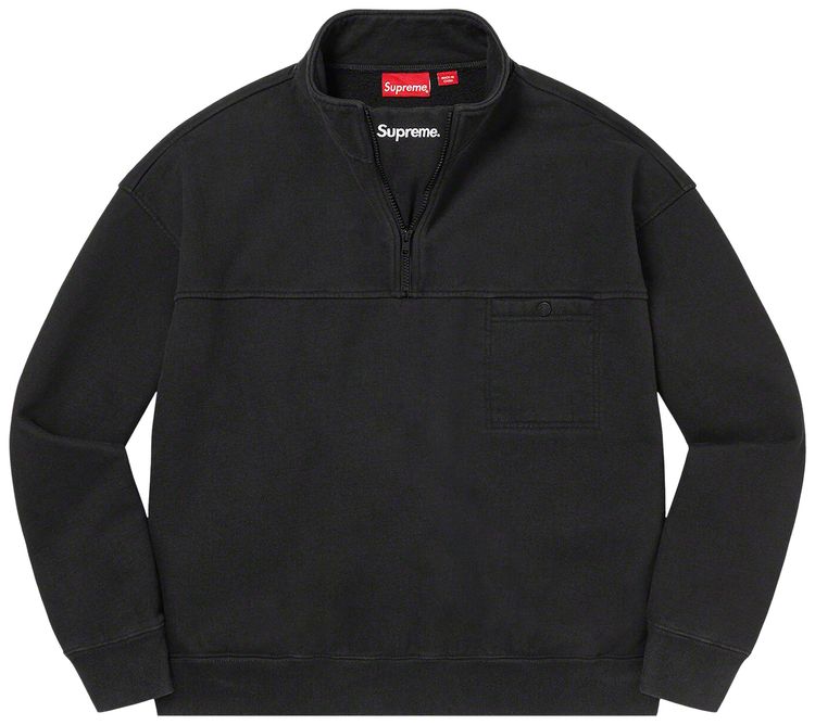Supreme Washed Half Zip Pullover Black