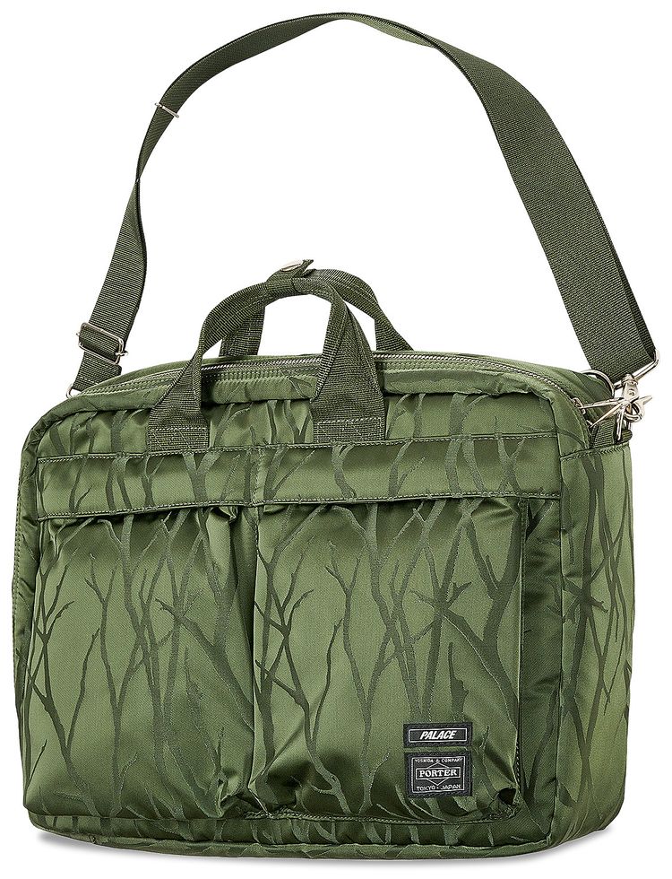 Palace x Porter Yoshida  Co Tanker 3 Way Briefcase OliveJacquard