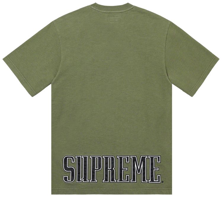 Supreme Contrast Applique Short Sleeve Top Olive