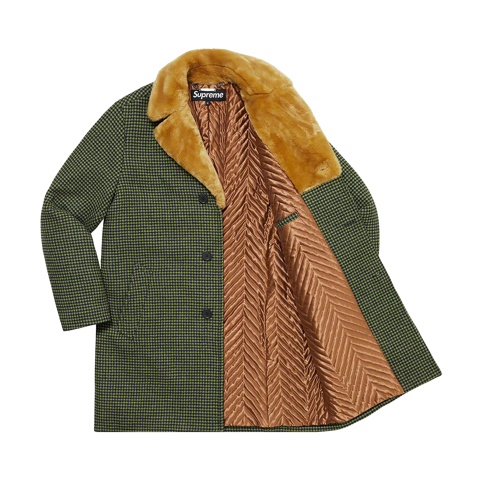 Buy Supreme Fur Collar Car Coat 'Green Houndstooth' - FW22J75 GREEN  HOUNDSTOOTH | GOAT