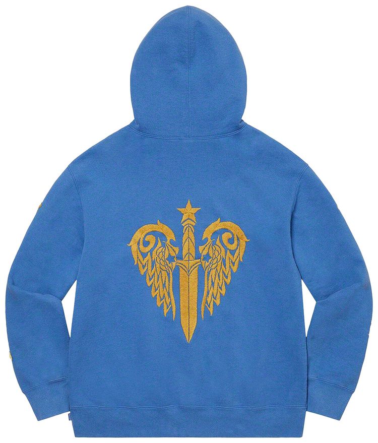 Supreme x The Great China Wall Sword Hooded Sweatshirt Washed Royal