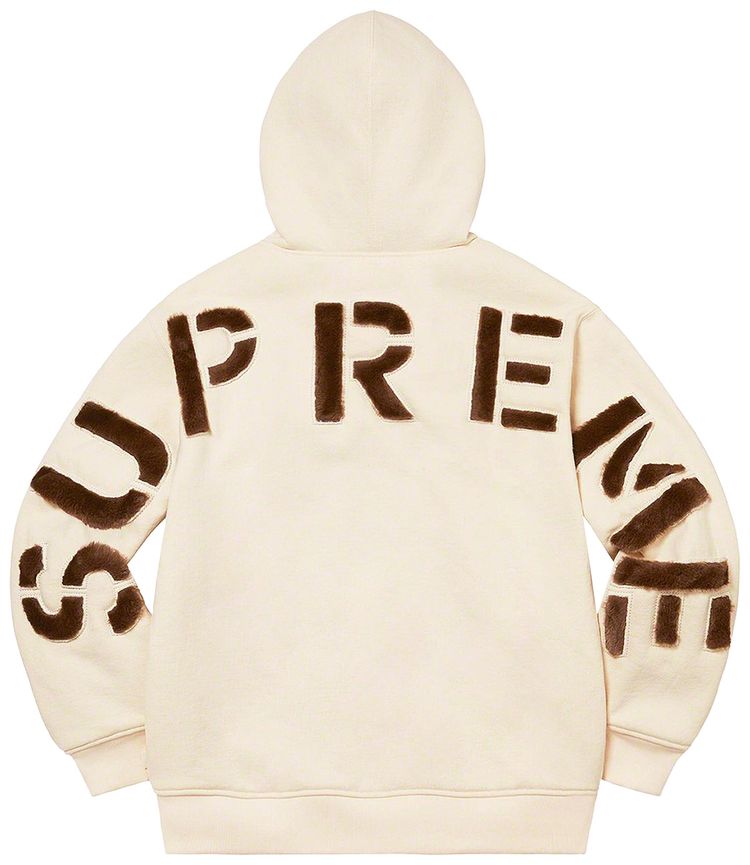 Supreme Faux Fur Lined Zip Up Hooded Sweatshirt Natural