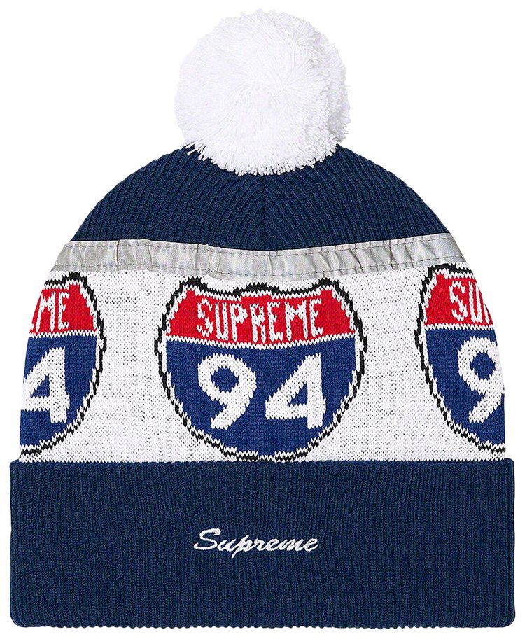 Supreme Interstate Reflective Beanie Dark Blue