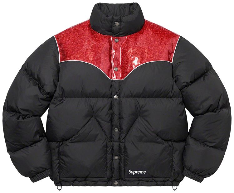 Supreme Glitter Yoke Down Puffer Jacket Black