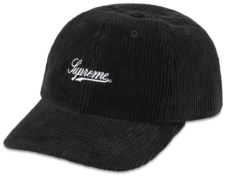 Supreme Script Corduroy 6 Panel Black