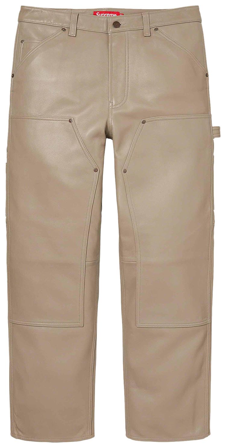 Supreme Leather Double Knee Painter Pant Tan