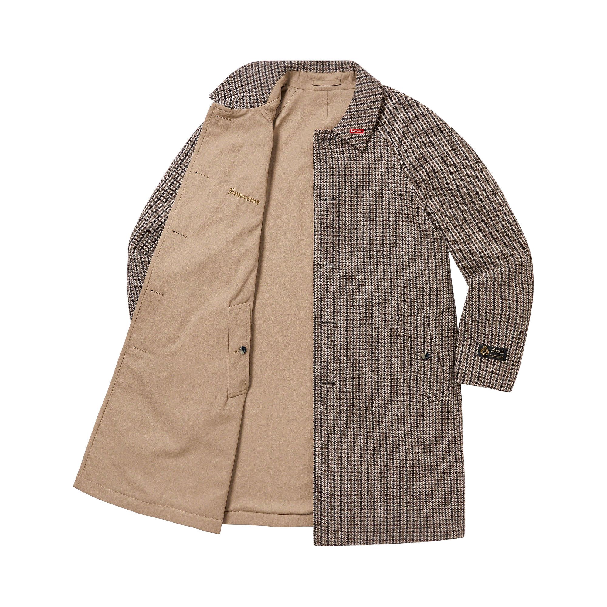 Supreme Reversible Houndstooth Overcoat Tan Men's - FW23 - US