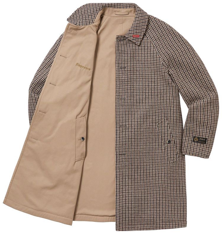 Supreme Reversible Houndstooth Overcoat Tan