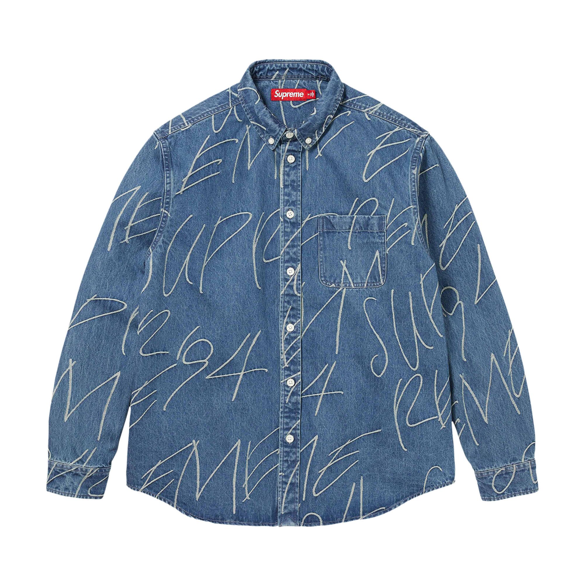 Buy Supreme Handwriting Jacquard Denim Shirt Washed Indigo FW23S27 WASHED INDIGO GOAT