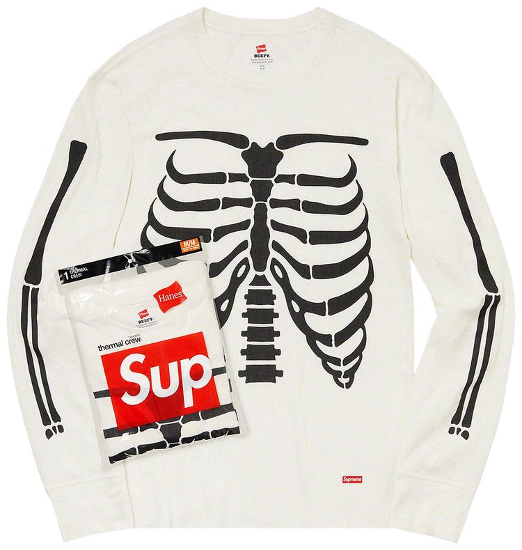 Supreme x Hanes Bones Thermal Crew 1 Pack Natural