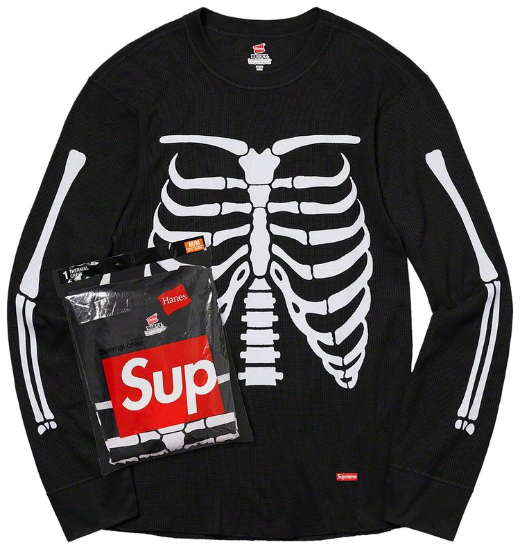 Supreme x Hanes Bones Thermal Crew 1 Pack Black