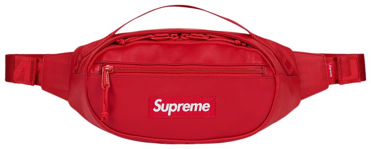 Supreme Leather Waist Bag Red
