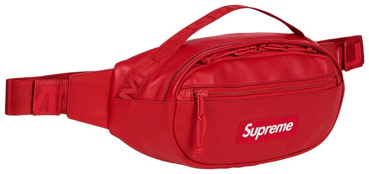 Supreme Leather Waist Bag Red