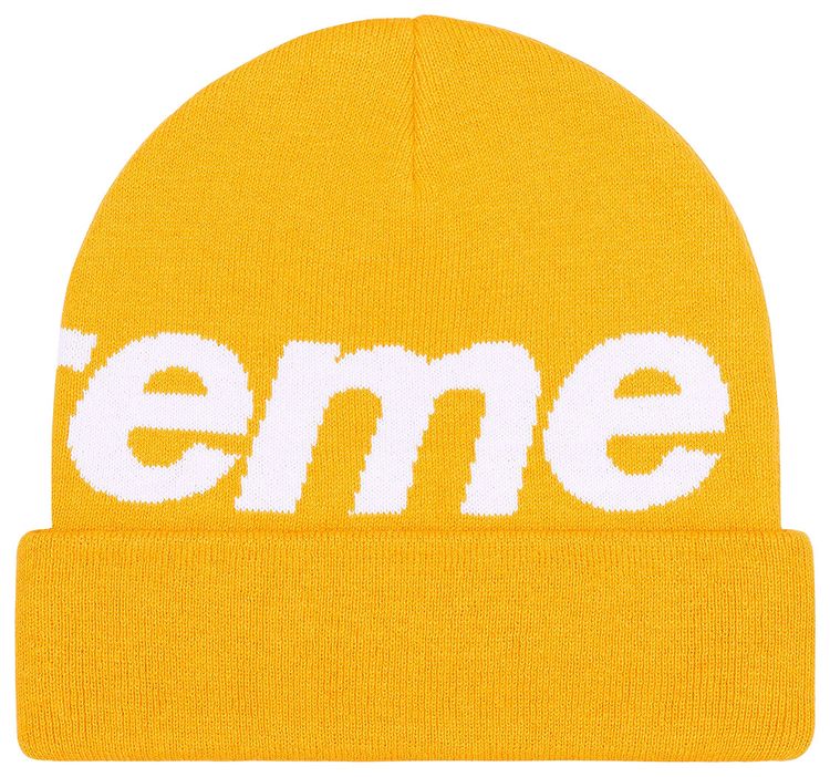 Supreme Big Logo Beanie Gold