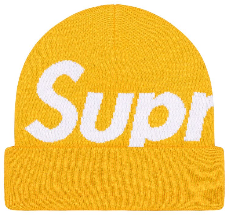 Supreme Big Logo Beanie Gold