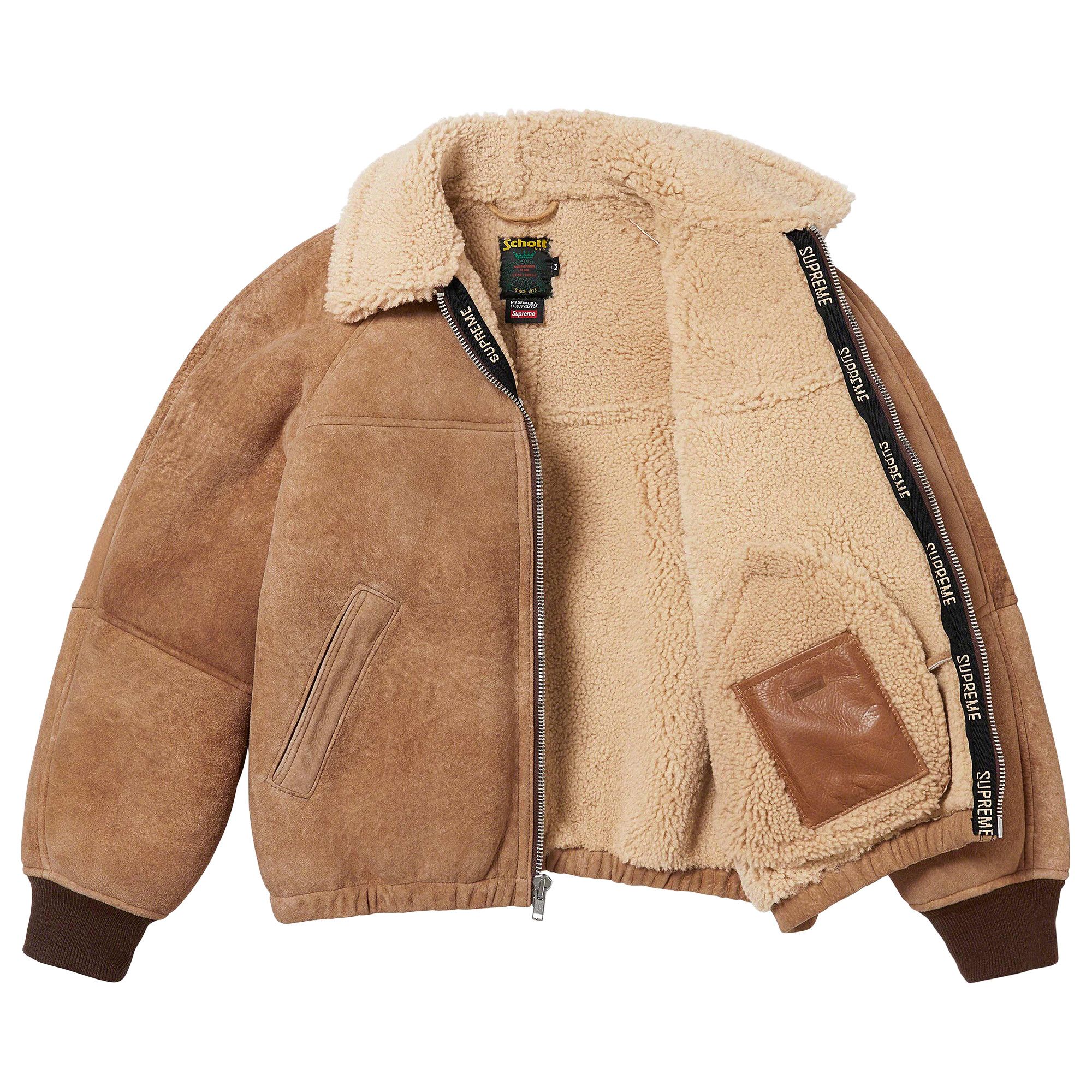 Buy Supreme x Schott Shearling Bomber Jacket Brown FW23J91 BROWN GOAT CA