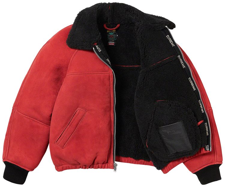 Supreme x Schott Shearling Bomber Jacket Red