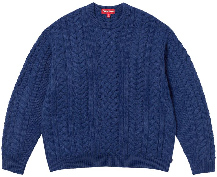 Supreme Applique Cable Knit Sweater Navy