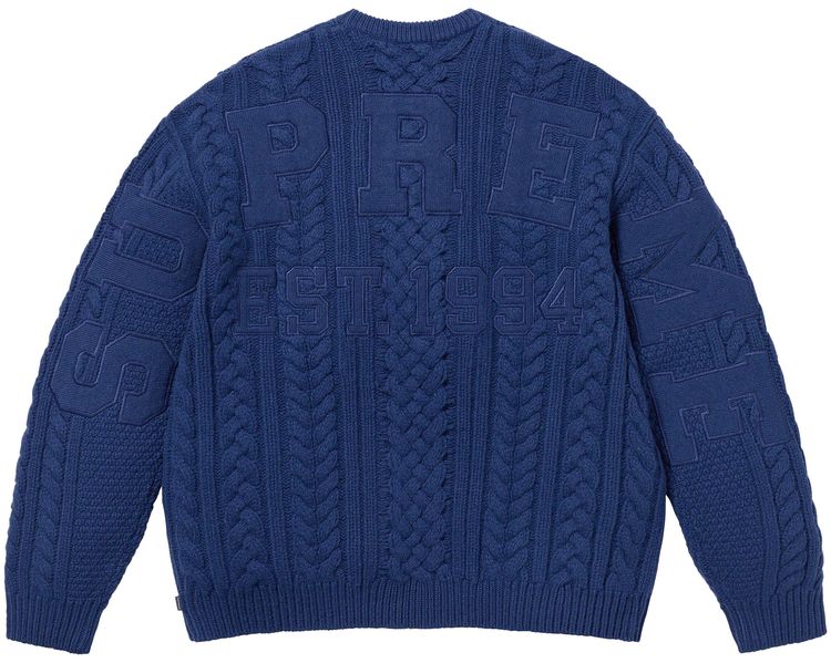 Supreme Applique Cable Knit Sweater Navy