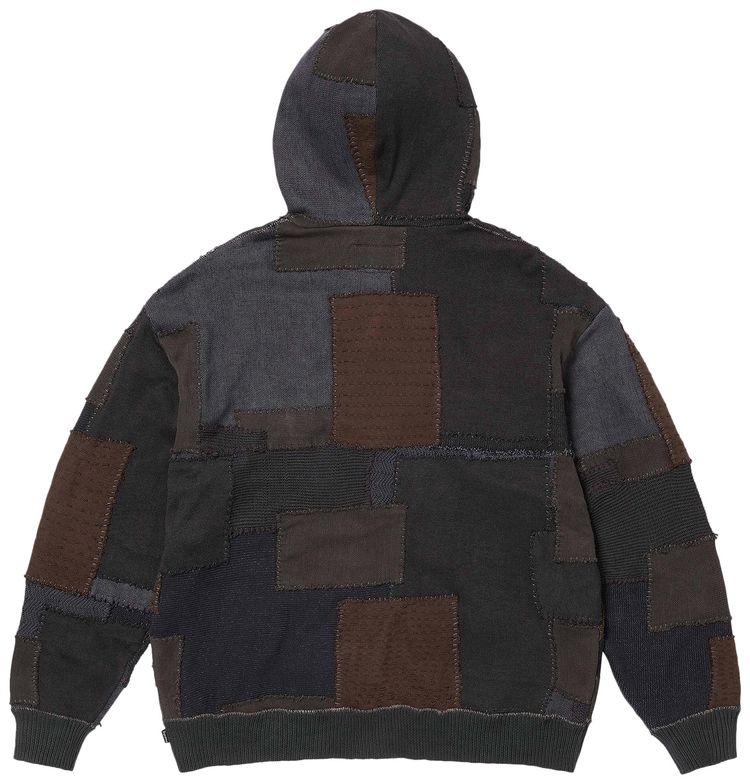 Supreme x blackmeans Patchwork Zip Up Hooded Sweater Black