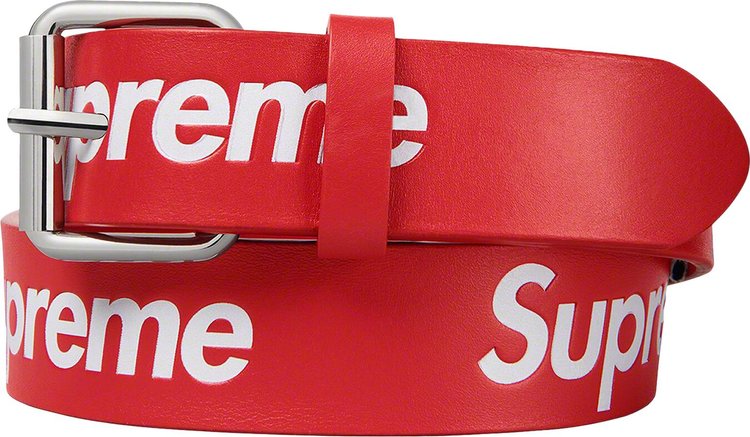 Supreme Repeat Leather Belt Red