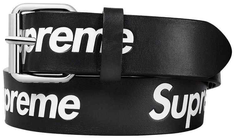 Supreme Repeat Leather Belt Black