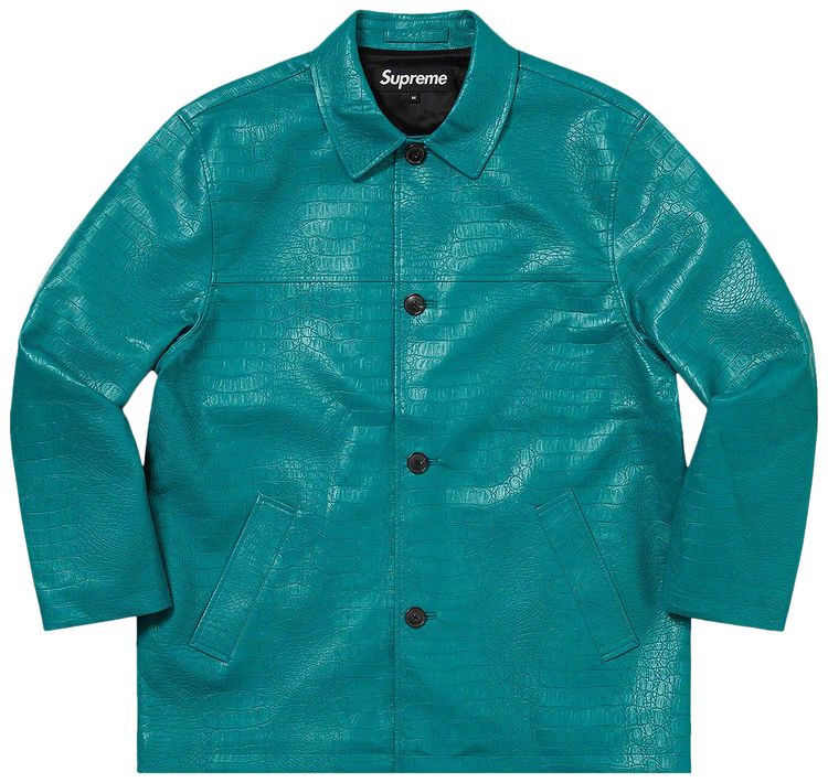 Supreme Faux Croc Car Coat Teal