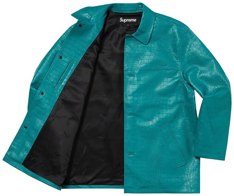 Supreme Faux Croc Car Coat Teal