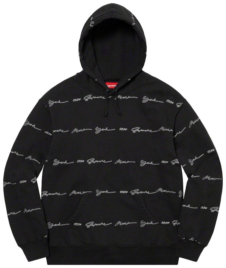 Supreme Script Stripe Hooded Sweatshirt Black