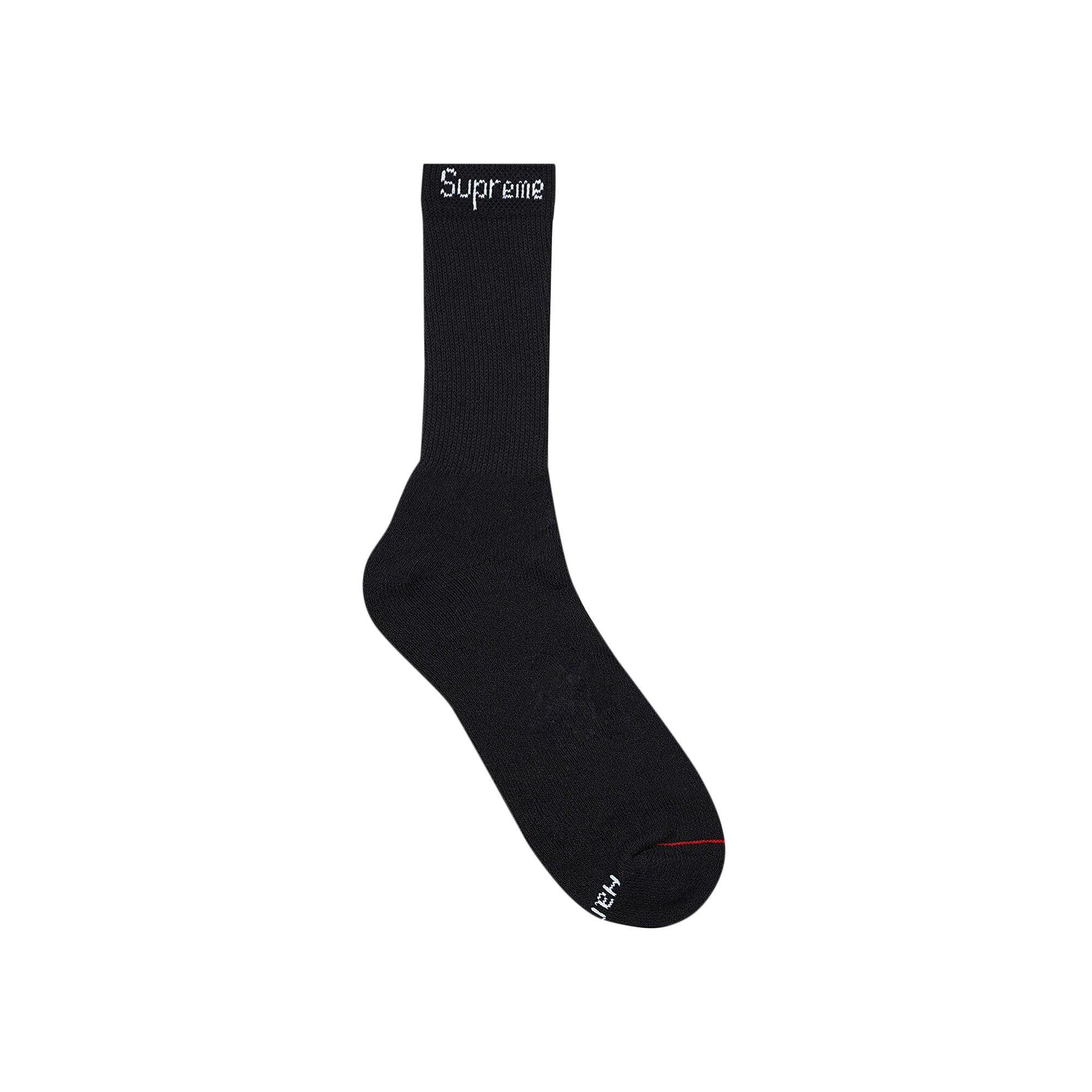 Buy Supreme x Hanes Crew Socks (4 Pack) 'Black' - SS22A26