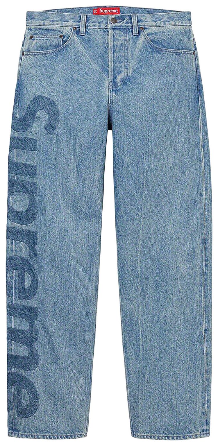 Supreme Inset Logo Jean Washed Blue
