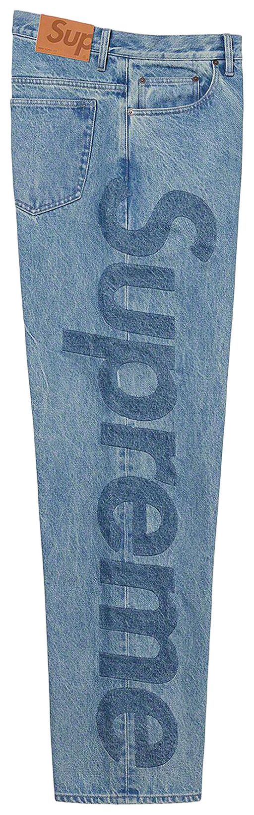 Supreme Inset Logo Jean Washed Blue