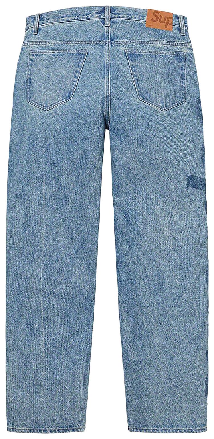 Supreme Inset Logo Jean Washed Blue