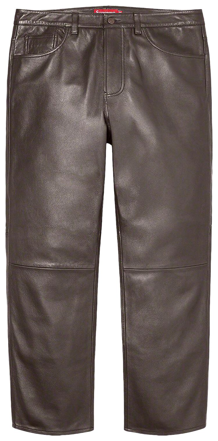Supreme Leather 5 Pocket Jean Brown