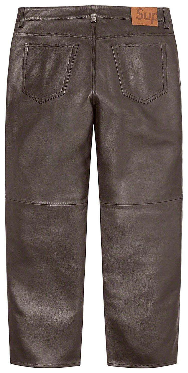 Supreme Leather 5 Pocket Jean Brown