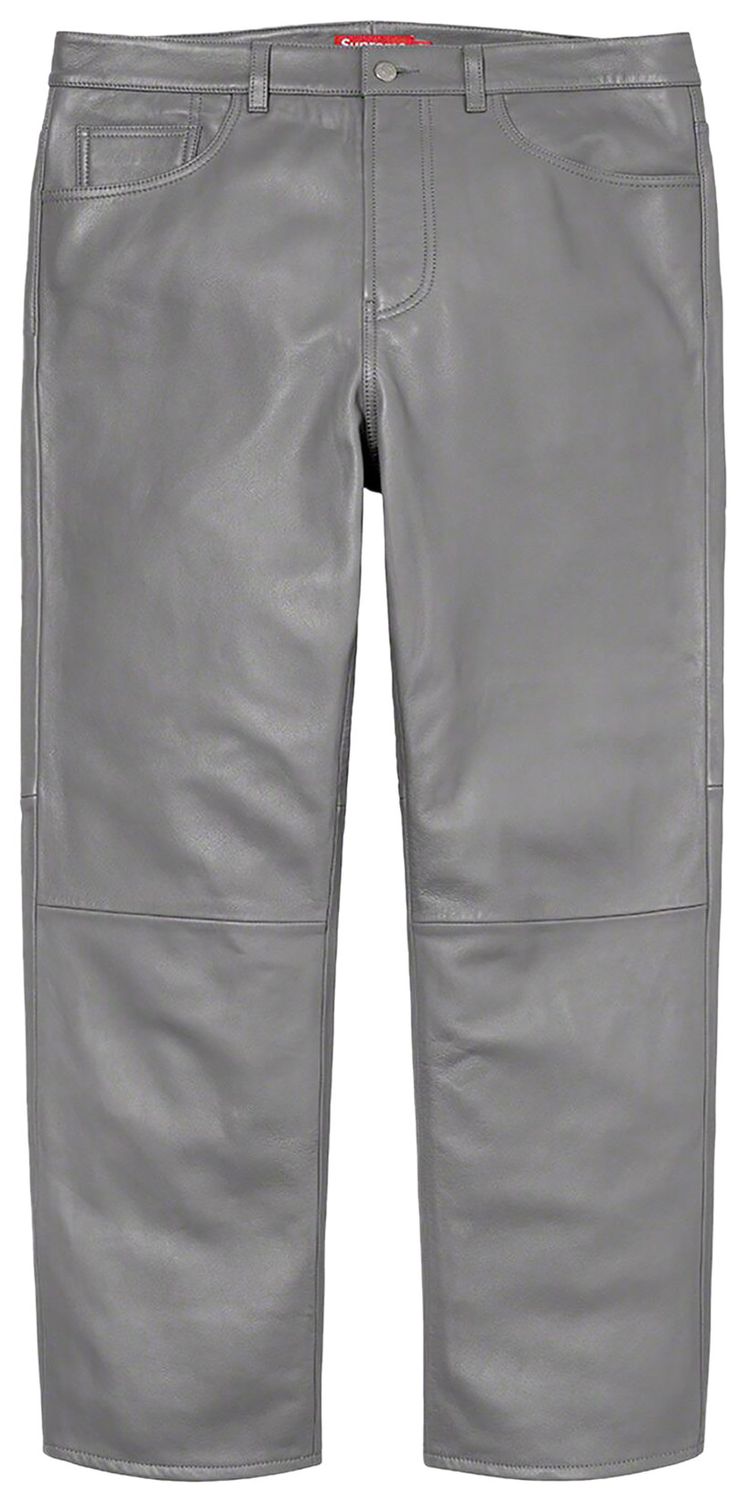 Supreme Leather 5 Pocket Jean Grey