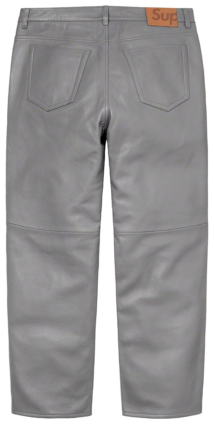 Supreme Leather 5 Pocket Jean Grey