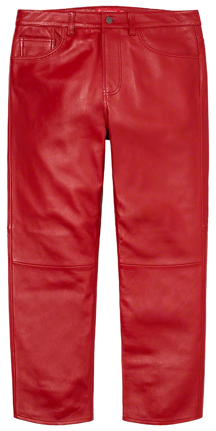Supreme Leather 5 Pocket Jean Red