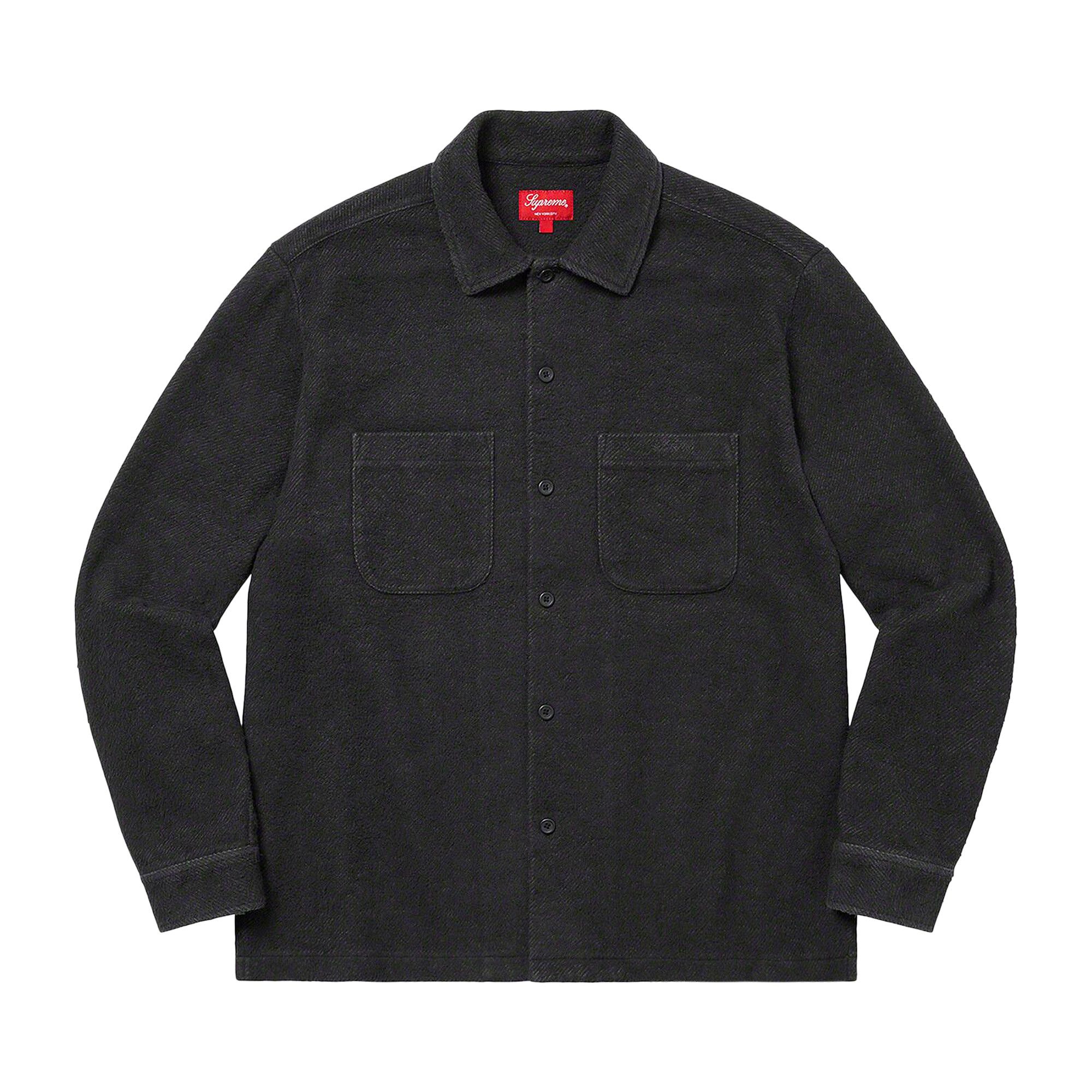 Size l Supreme Brushed Flannel Twill Shirt 'Black'