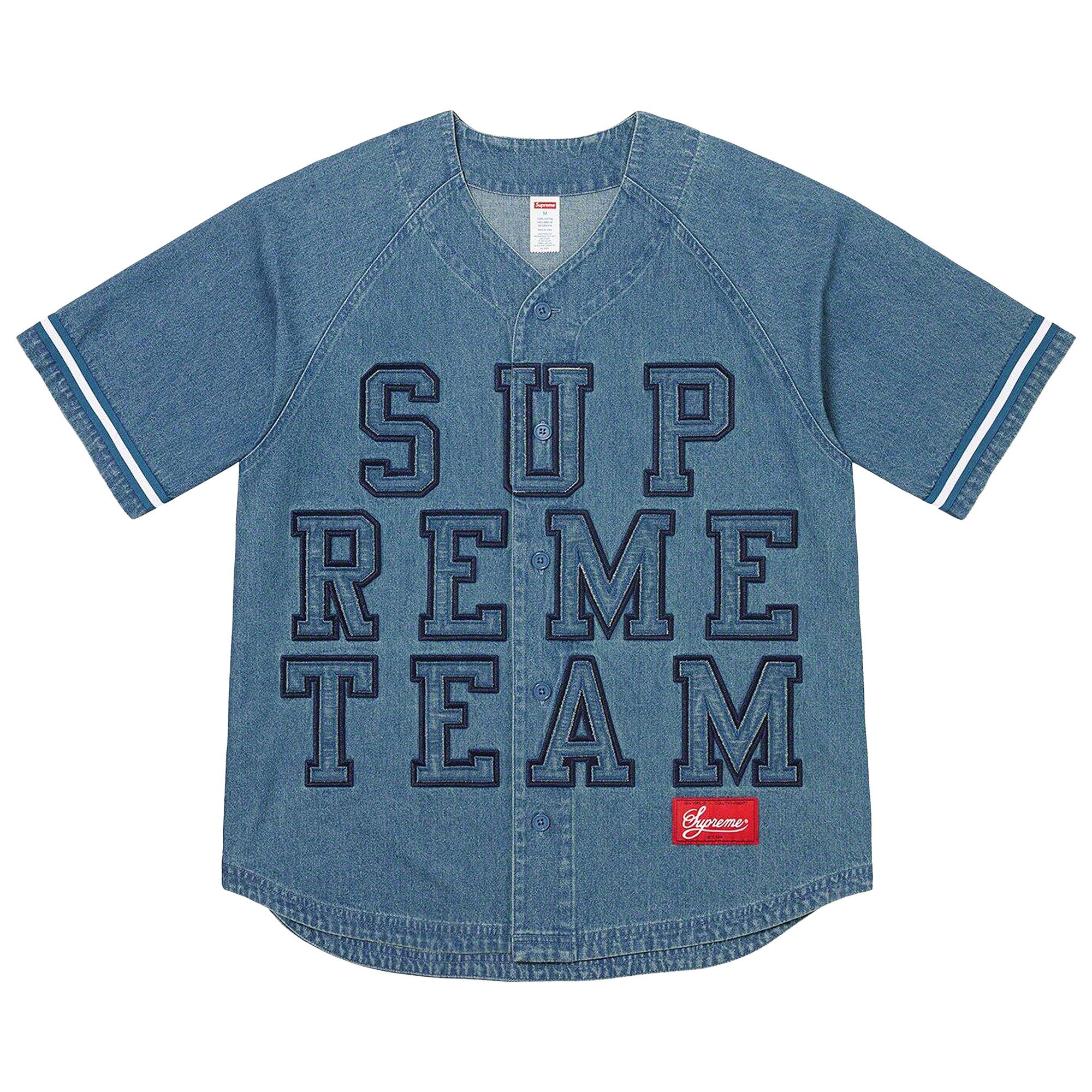 Buy Supreme Denim Baseball Jersey 'Blue' - FW22KN11 BLUE | GOAT
